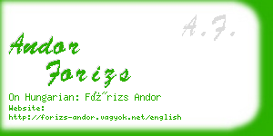 andor forizs business card